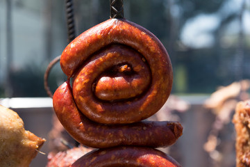 Chorizo a la parrilla carne de cerdo tipo Barbacoa comida mexicana