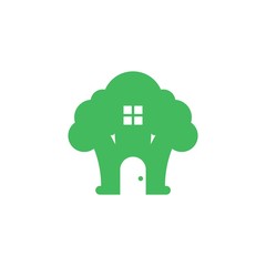 Tree House Green Environment Nature Building Architecture Isolated Logo Vector