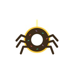 Donut Chocolate Spider Sweet Dessert Isolated Logo Vector Illustration