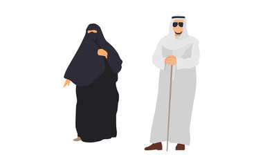 Walking Arab couple. Isolated flat illustration - Vector