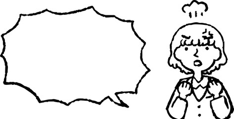 Illustration of a Upper body of Business woman face and pose with Speech Balloon