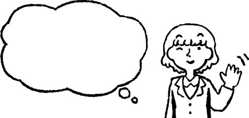 Illustration of a Upper body of Business woman face and pose with Speech Balloon