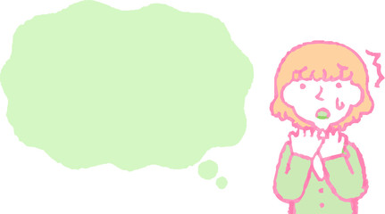 Illustration of a Upper body of Business woman face and pose with Speech Balloon