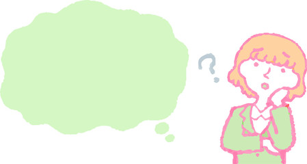 Illustration of a Upper body of Business woman face and pose with Speech Balloon