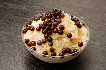 黒糖タピオカかき氷 brown sugar tapioca pearl shaved ice