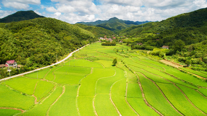 Fototapeta premium Aerial photo shows rural pastoral scenery of ningguo city, xuancheng city, anhui province, China