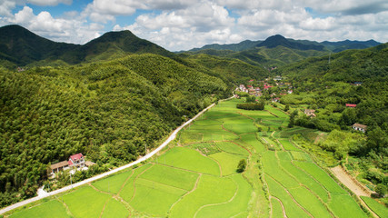 Aerial photo shows rural pastoral scenery of ningguo city, xuancheng city, anhui province, China