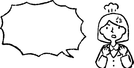 Upper body of Business woman face and pose with Speech Balloon