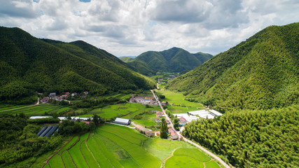 Aerial photo shows rural pastoral scenery of ningguo city, xuancheng city, anhui province, China