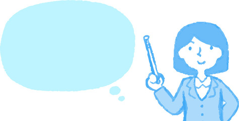 Upper body of Business woman face and pose with Speech Balloon