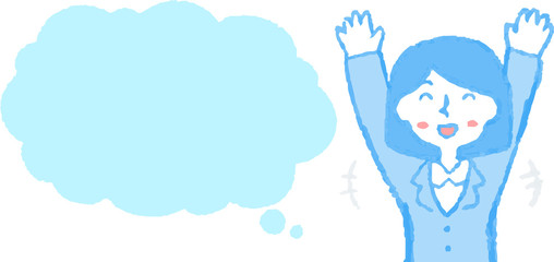 Upper body of Business woman face and pose with Speech Balloon