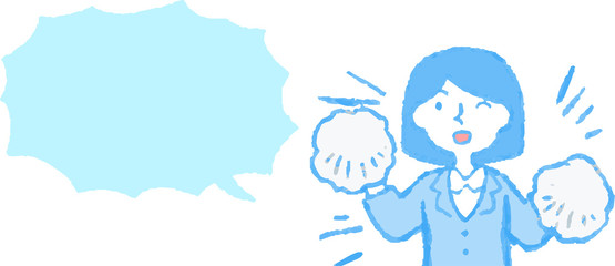 Upper body of Business woman face and pose with Speech Balloon