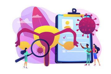 Sexually transmitted infection. Disease treatment, prevention. Human papillomavirus, HPV infection development, skin-to-skin viral infection concept. Bright vibrant violet vector isolated illustration