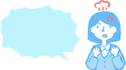 Upper body of Business woman face and pose with Speech Balloon