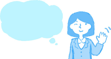 Upper body of Business woman face and pose with Speech Balloon