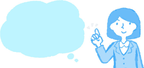 Upper body of Business woman face and pose with Speech Balloon