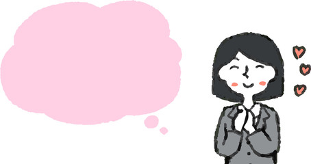 Upper body of Business woman face and pose with Speech Balloon