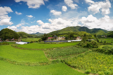 Aerial photo shows rural pastoral scenery of ningguo city, xuancheng city, anhui province, China