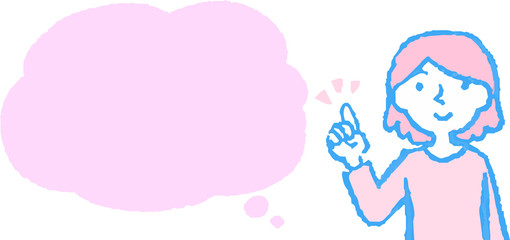 Upper body of woman face and pose with Speech Balloon