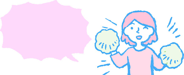 Upper body of woman face and pose with Speech Balloon