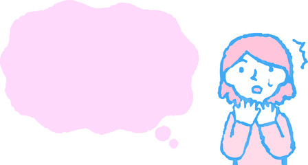 Upper body of woman face and pose with Speech Balloon