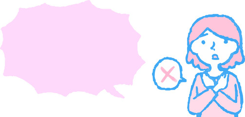 Upper body of woman face and pose with Speech Balloon