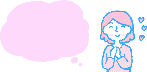 Upper body of woman face and pose with Speech Balloon