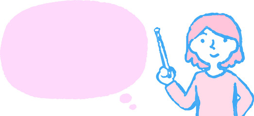 Upper body of woman face and pose with Speech Balloon