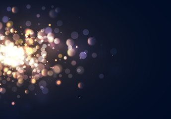 Fototapeta premium Christmas background with golden lights bokeh