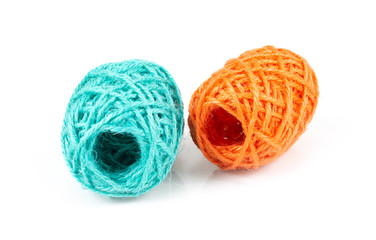 Colorful of Yarn Balls Wool on white