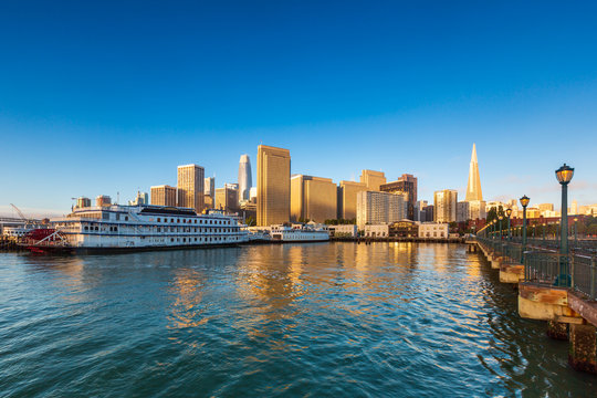 Pier 7 is a leading dock into the sea in the Embarcadero, San Francisco, California, USA