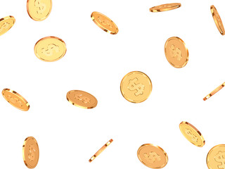 Golden coins. Realistic gold money isolated on white background