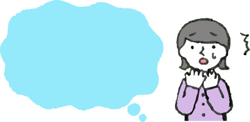 Upper body of woman wearing a dress face and pose with Speech Balloon