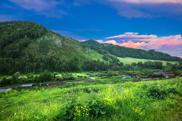 Fototapeta na wymiar The Village Of Barlak. Altai Republic, Russia