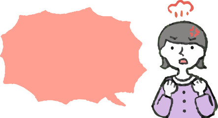 Upper body of woman wearing a dress face and pose with Speech Balloon
