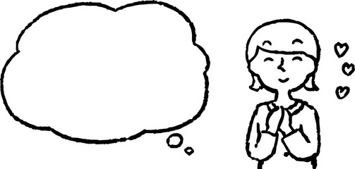 Upper body of woman wearing a dress face and pose with Speech Balloon