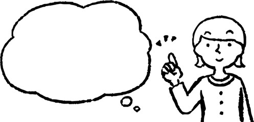 Upper body of woman wearing a dress face and pose with Speech Balloon