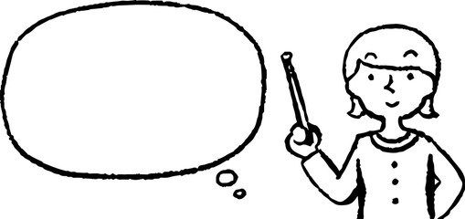 Upper body of woman wearing a dress face and pose with Speech Balloon