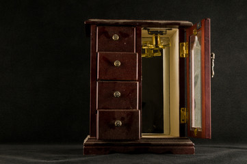 Close-up of jewelry box wardrobe