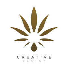 Vector of cannabis leaf with falling water drops. Design health and beauty logos for brands or labels