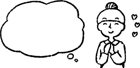 Upper body of woman face and pose with Speech Balloon