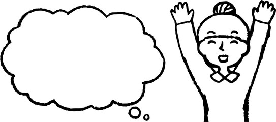 Upper body of woman face and pose with Speech Balloon