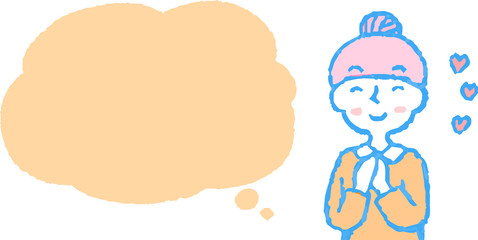 Upper body of woman face and pose with Speech Balloon