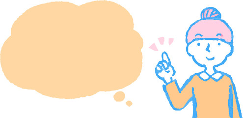 Upper body of woman face and pose with Speech Balloon