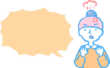 Upper body of woman face and pose with Speech Balloon