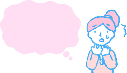 Upper body of woman face and pose with Speech Balloon