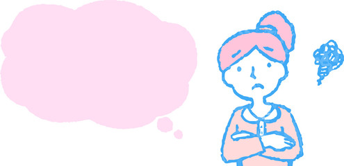 Upper body of woman face and pose with Speech Balloon