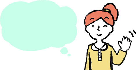 Upper body of woman face and pose with Speech Balloon