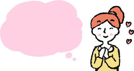 Upper body of woman face and pose with Speech Balloon