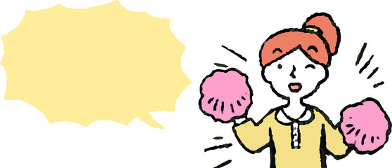 Upper body of woman face and pose with Speech Balloon